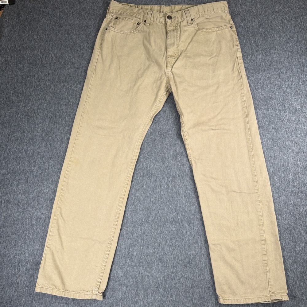 Levis 505 Jeans Mens 36x30 Pants Tan Beige Khaki Straight Leg